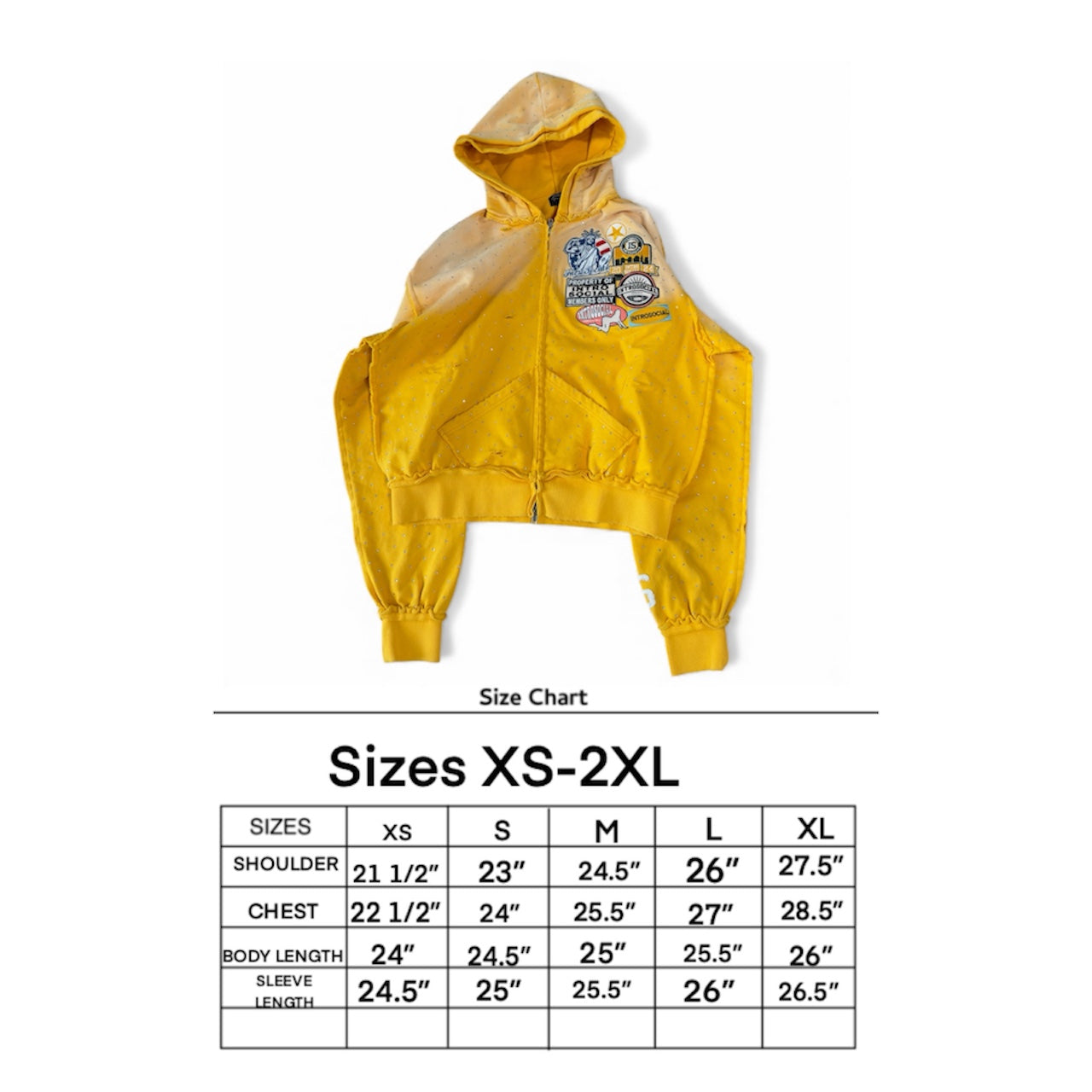 YELLOW RHINESTONE ZIPUP