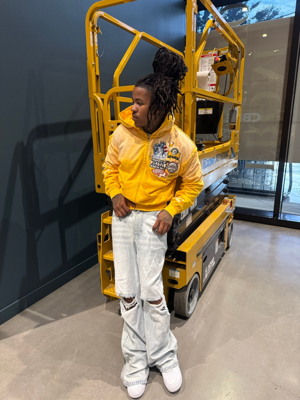 YELLOW RHINESTONE ZIPUP