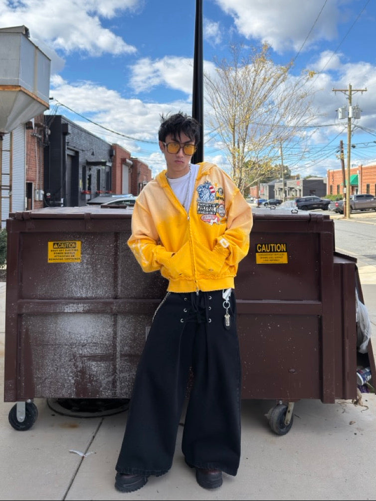 YELLOW RHINESTONE ZIPUP